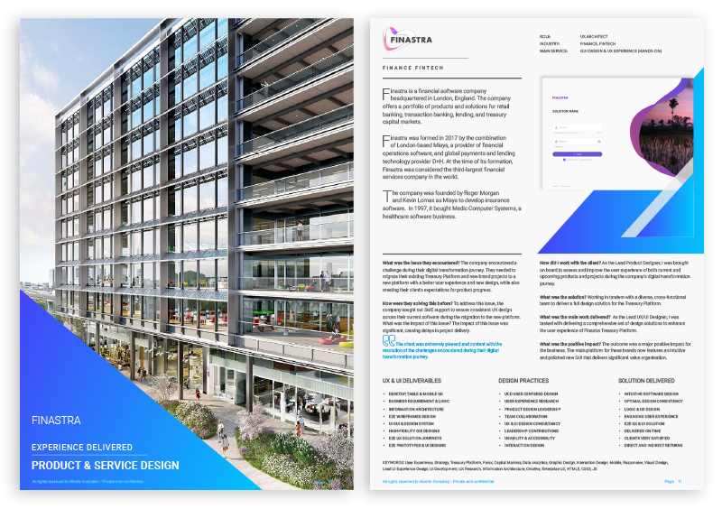 Finastra UX/UI product and service design case study